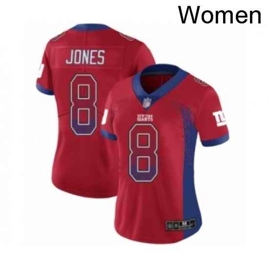 Womens New York Giants 8 Daniel Jones Limited Red Rush Drift Fashion Football Jersey
